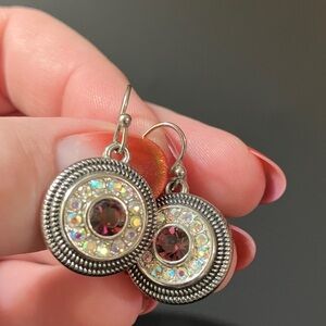 Elegant Lia Sophia Silver and Purple Crystal “Colorama” Earrings